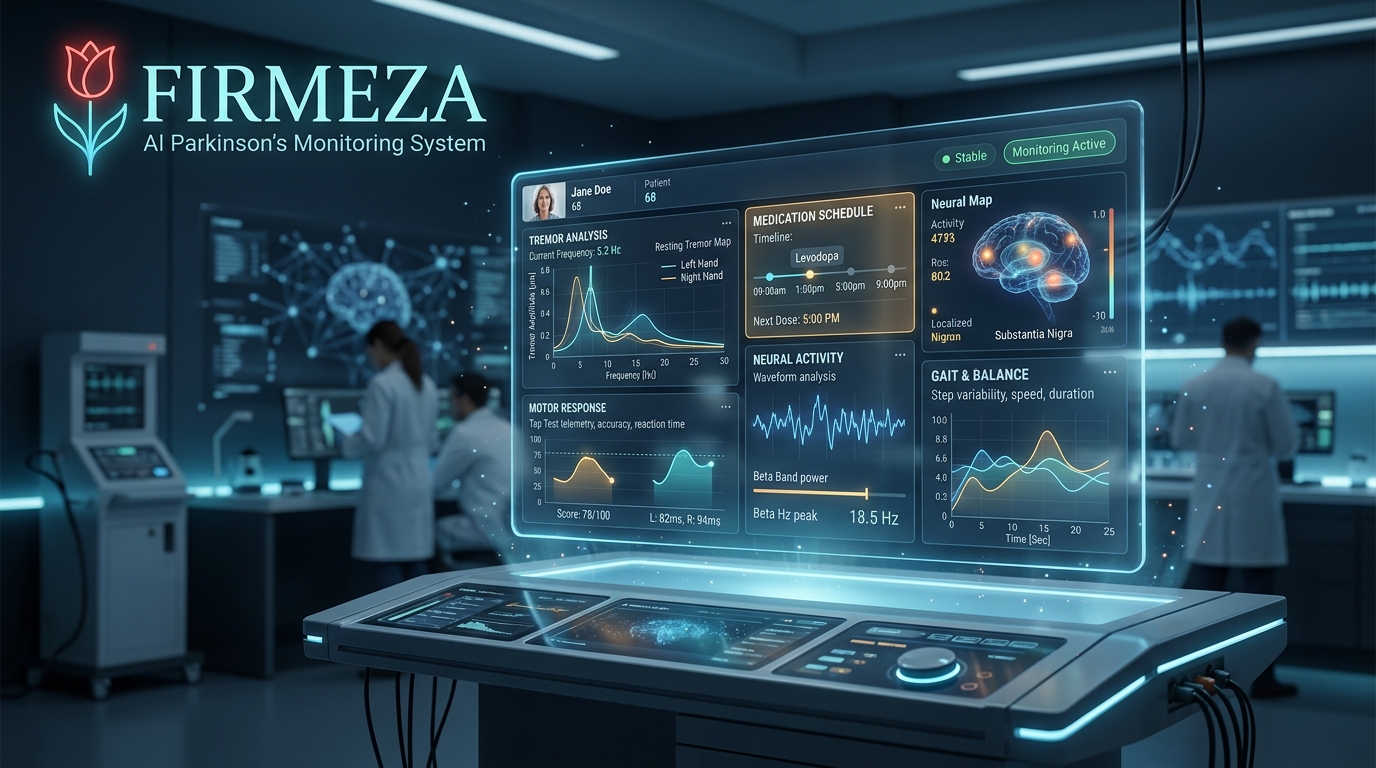 Interface holográfica de telemetria médica e IA do Firmeza para monitoramento de Parkinson